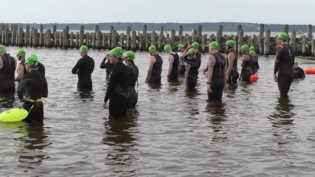 Time to go swimming in Lake Superior for the annual Point to La Pointe