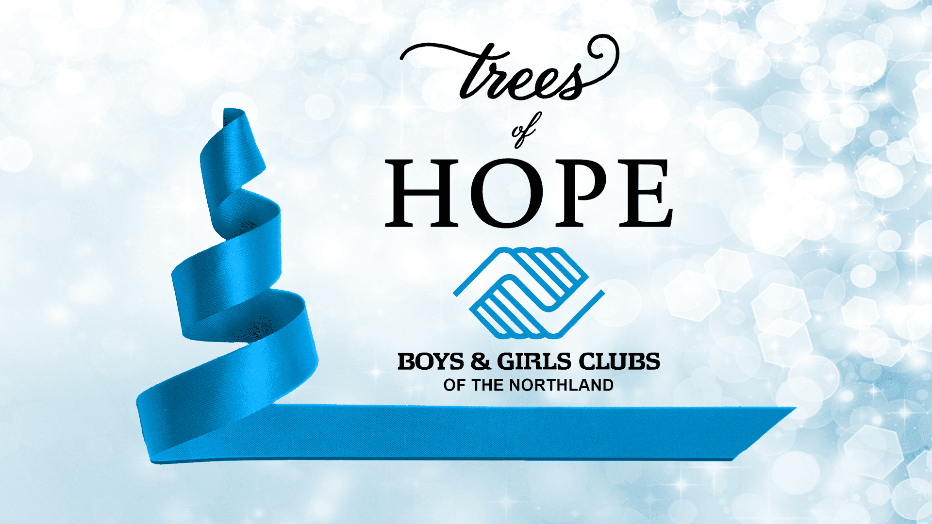 Trees of Hope logo with blue ribbon.