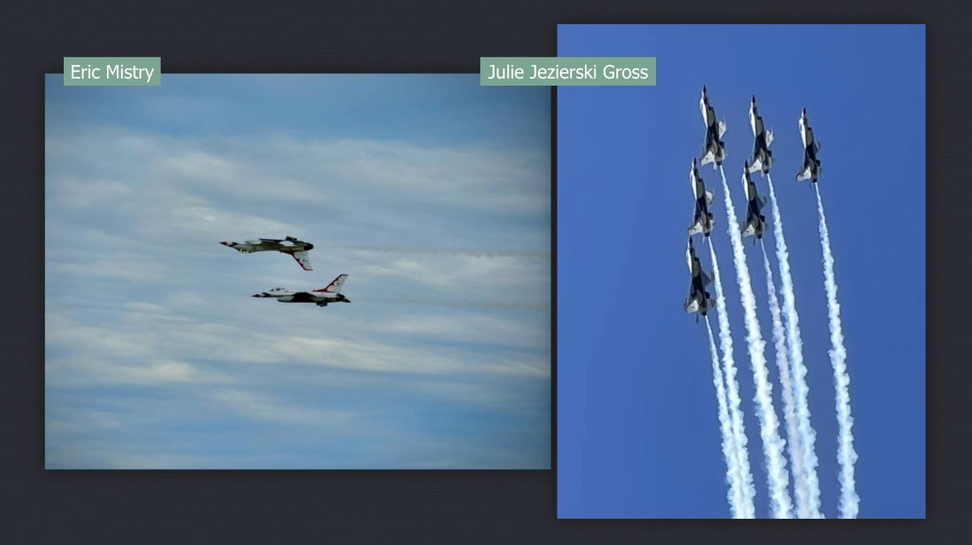 Two photos of planes at the Duluth Airshow