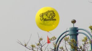 A balloon that says "Grandma's Marathon"