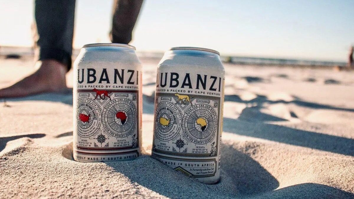 Lubanzi canned wines in the sand