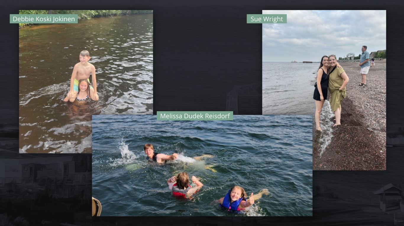 Three photos of people in the water