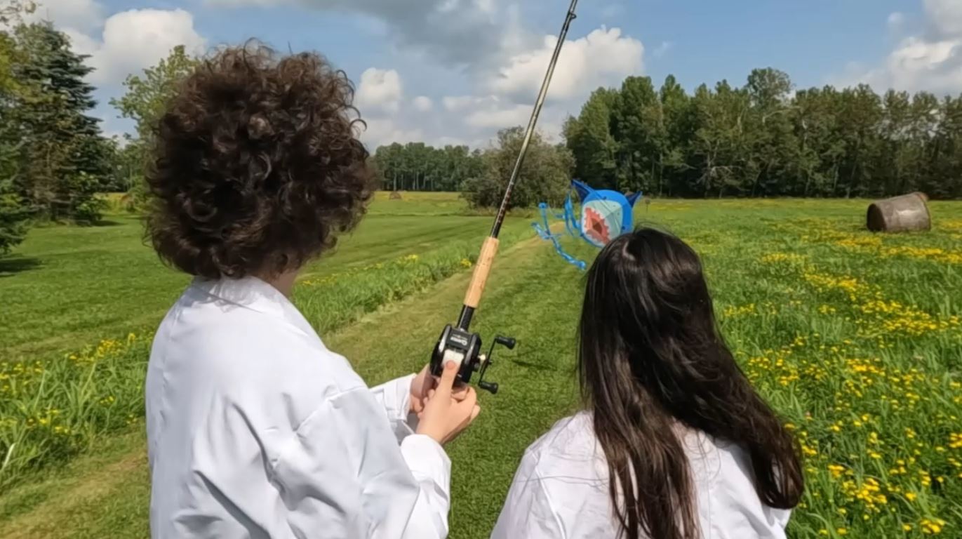 Adam and Paige Jacobson fly a kite