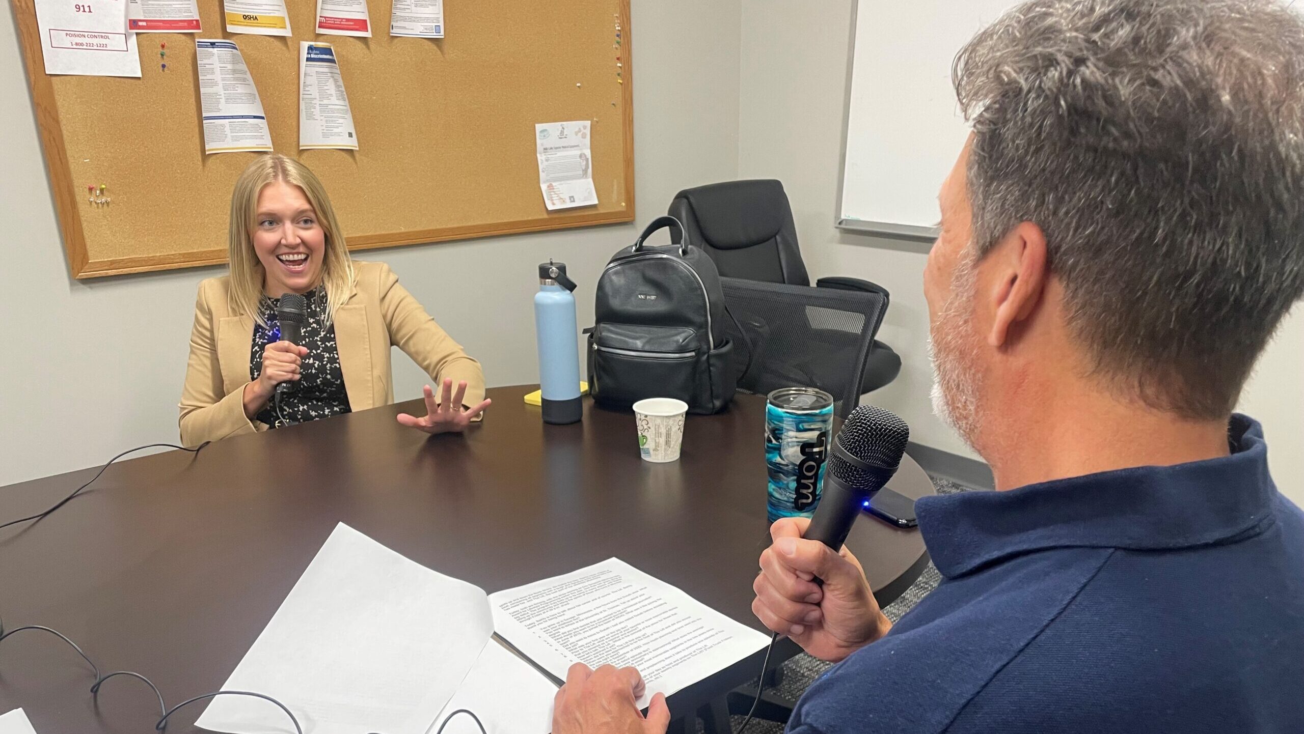 Baihly Warfield recording the "For the Love of Duluth" podcast