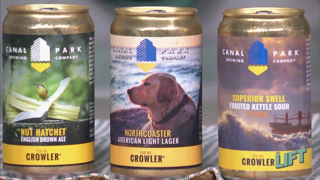 Three crowlers of Canal Park Brewing beer