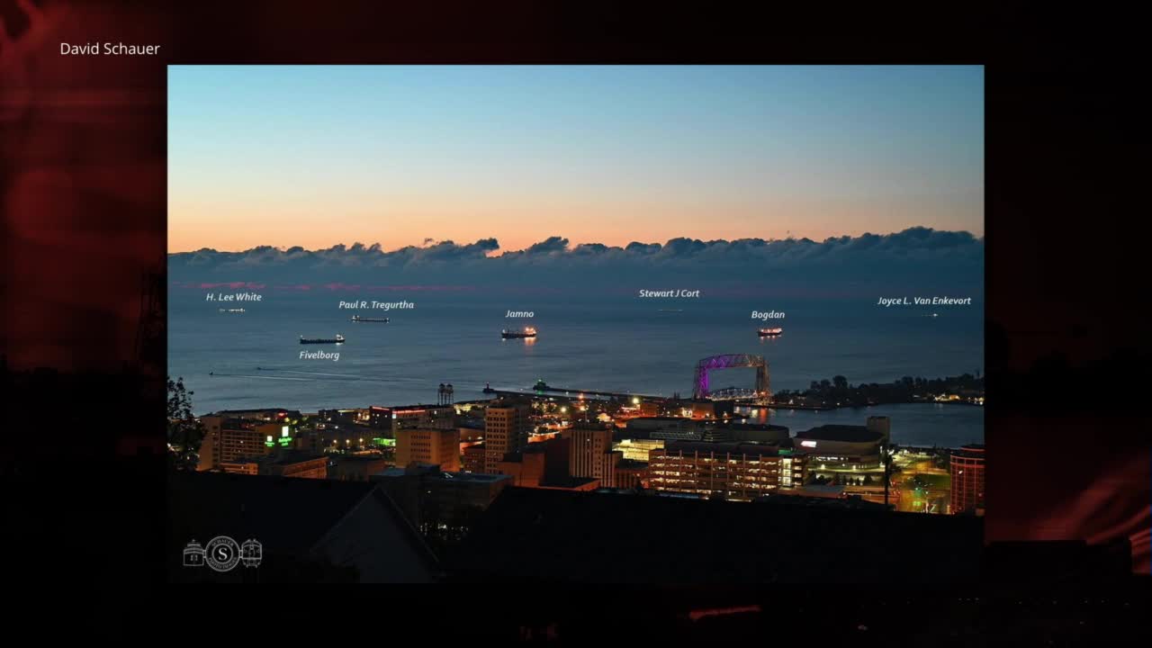 Seven ships anchored outside the Port of Duluth-Superior