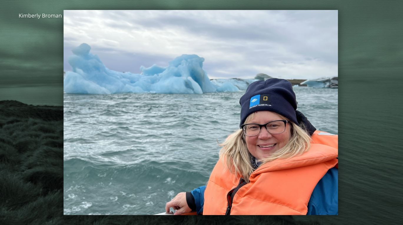 Kimberly Broman with a glacier behind her