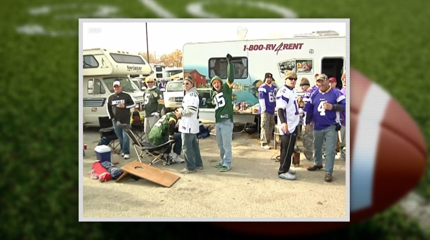 Fans tailgate before the Viking-Packer game in 2009