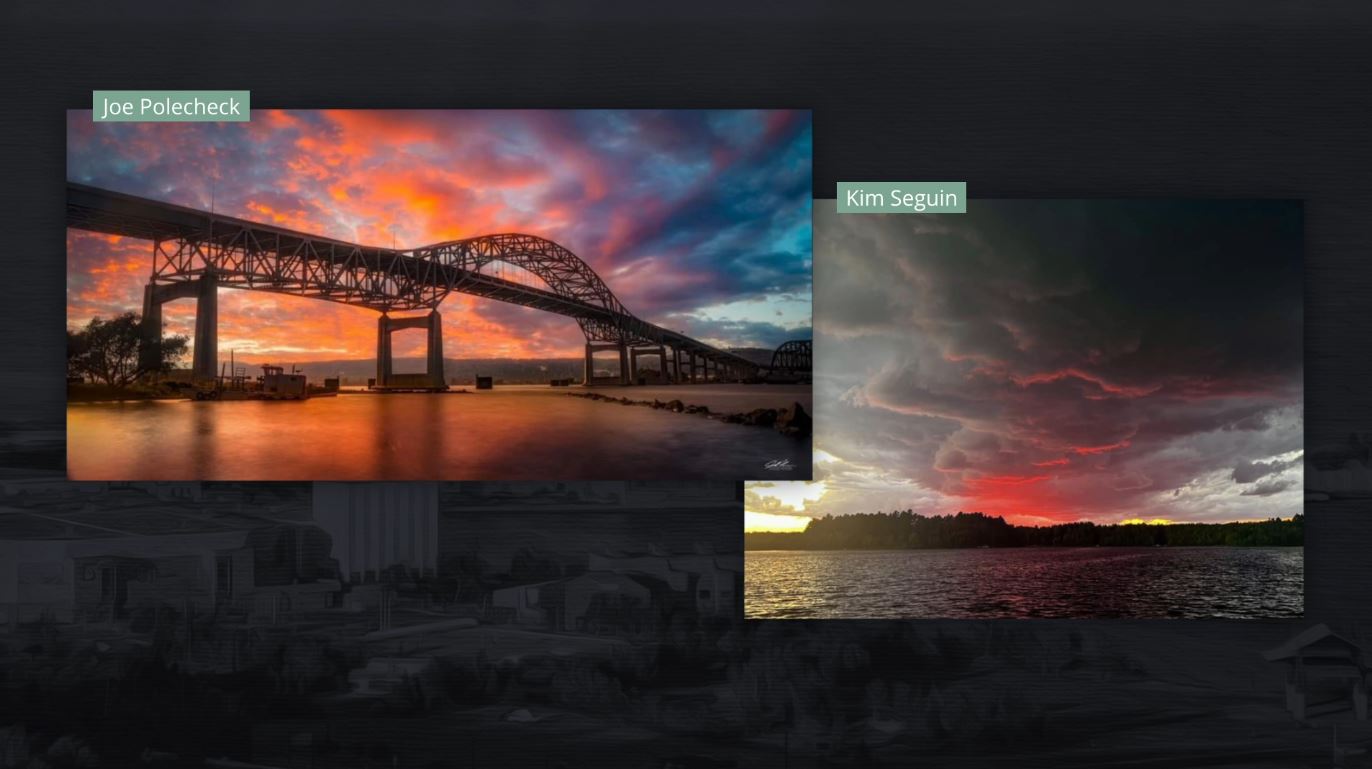 Two photos of sunsets