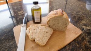 A sourdough loaf and bread dip