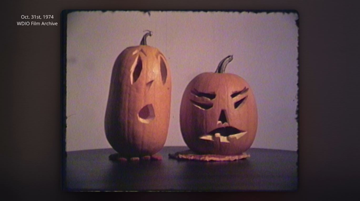 Two carved pumpkins from 1974