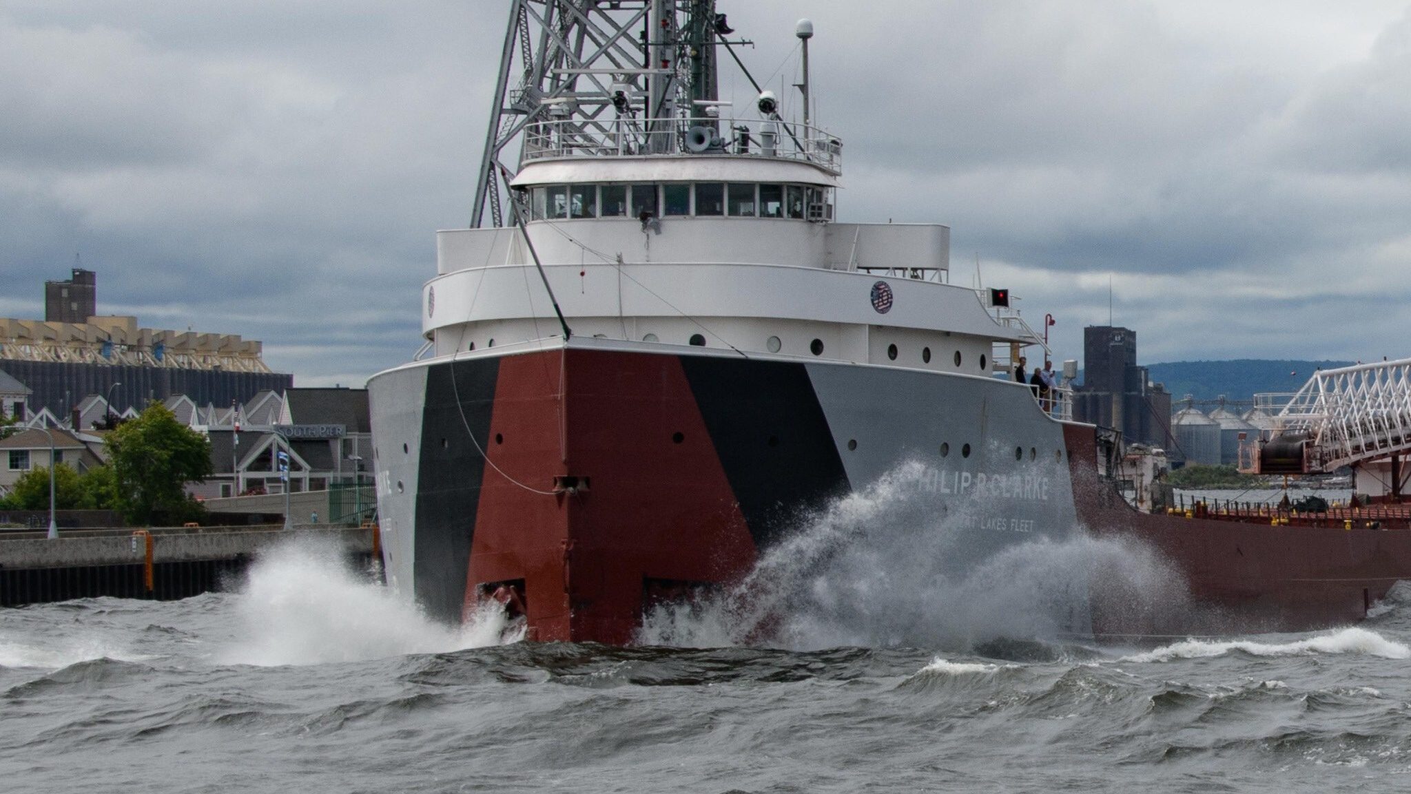 The Phillip R. Clarke cuts through waves