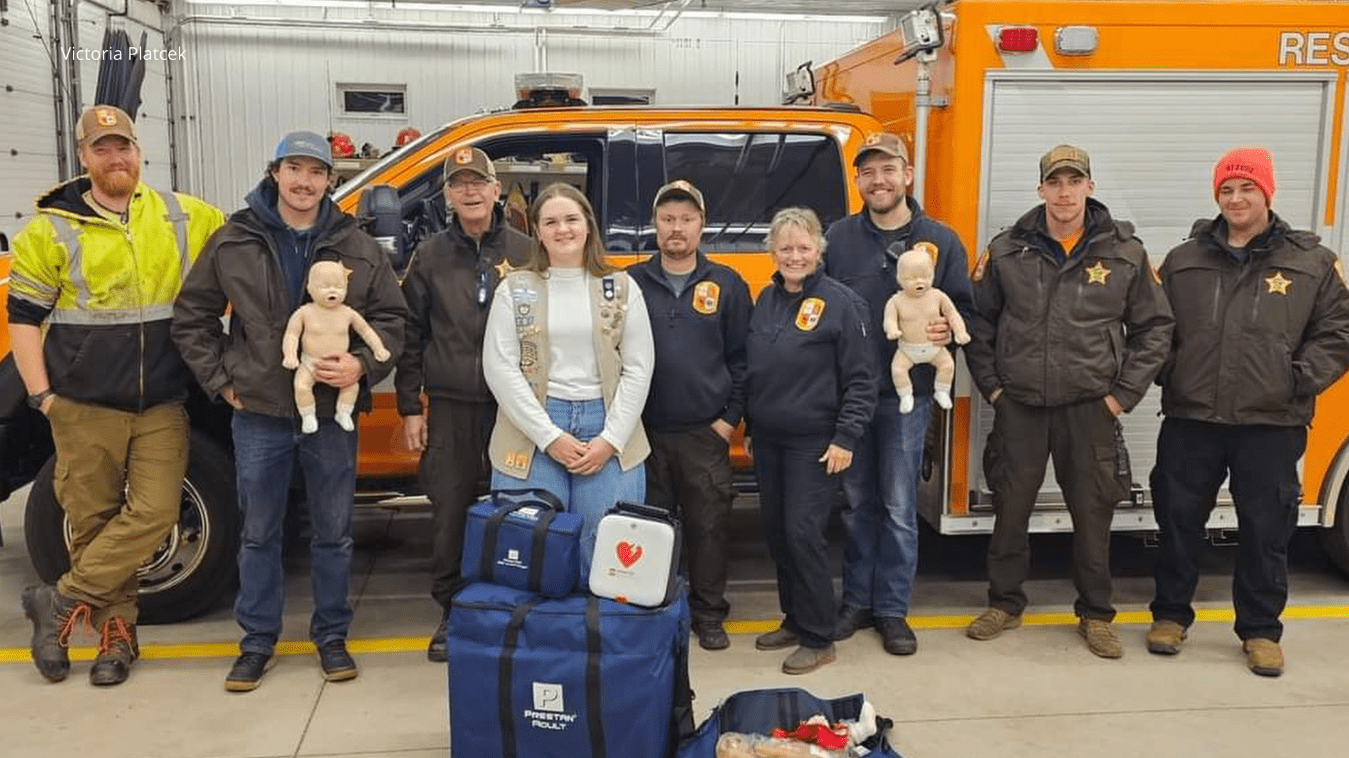 Victoria Platcek and members of the Lake County Rescue Squad