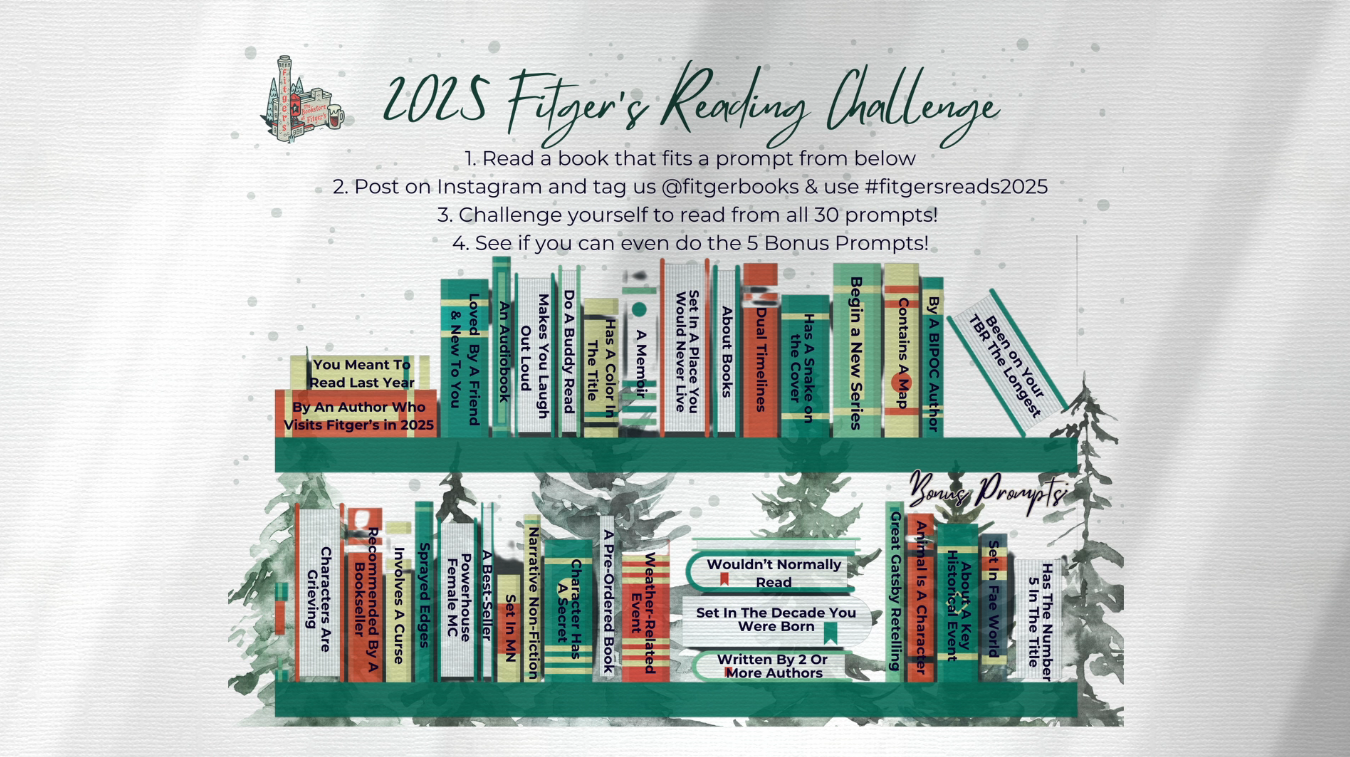 A graphic for the Bookstore at Fitger's 2025 reading challenge