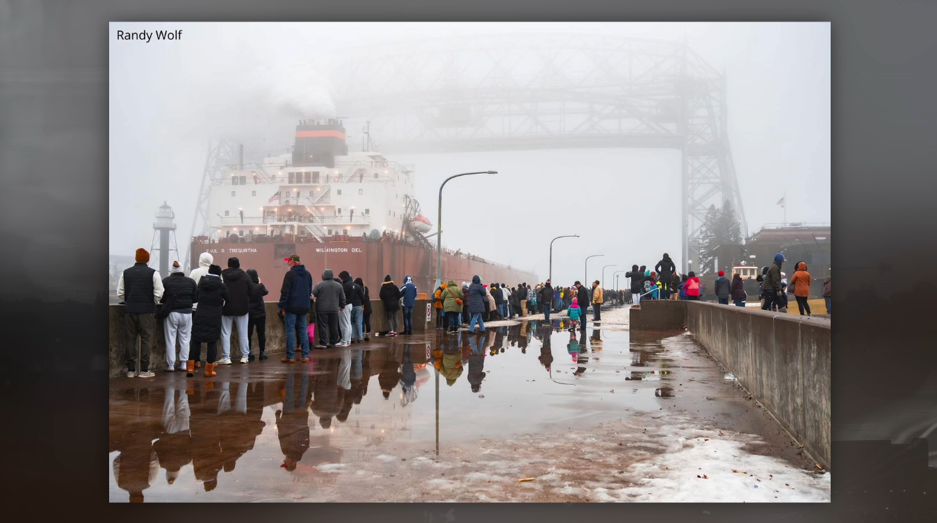 The Paul R Tregurtha comes into a foggy canal