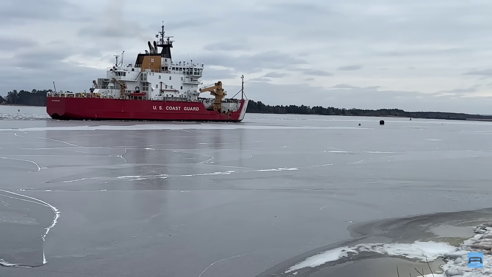 U.S. Coast Guard Cutter Mackinaw makes an unusual stop to remove an ice ...